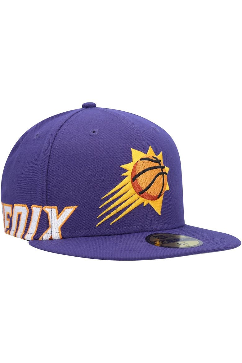 Men's New Era Purple Phoenix Suns Side Arch Jumbo 59FIFTY Fitted Hat, Alternate, color, Purple