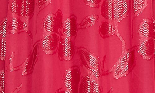 Shop Sl Fashions Floral Burnout Halter Gown In Fuchsia