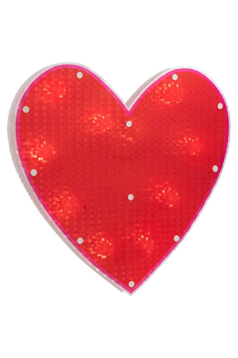 12" Lighted Shimmering Red Heart Valentine's Day Window Silhouette, Alternate, color, Red