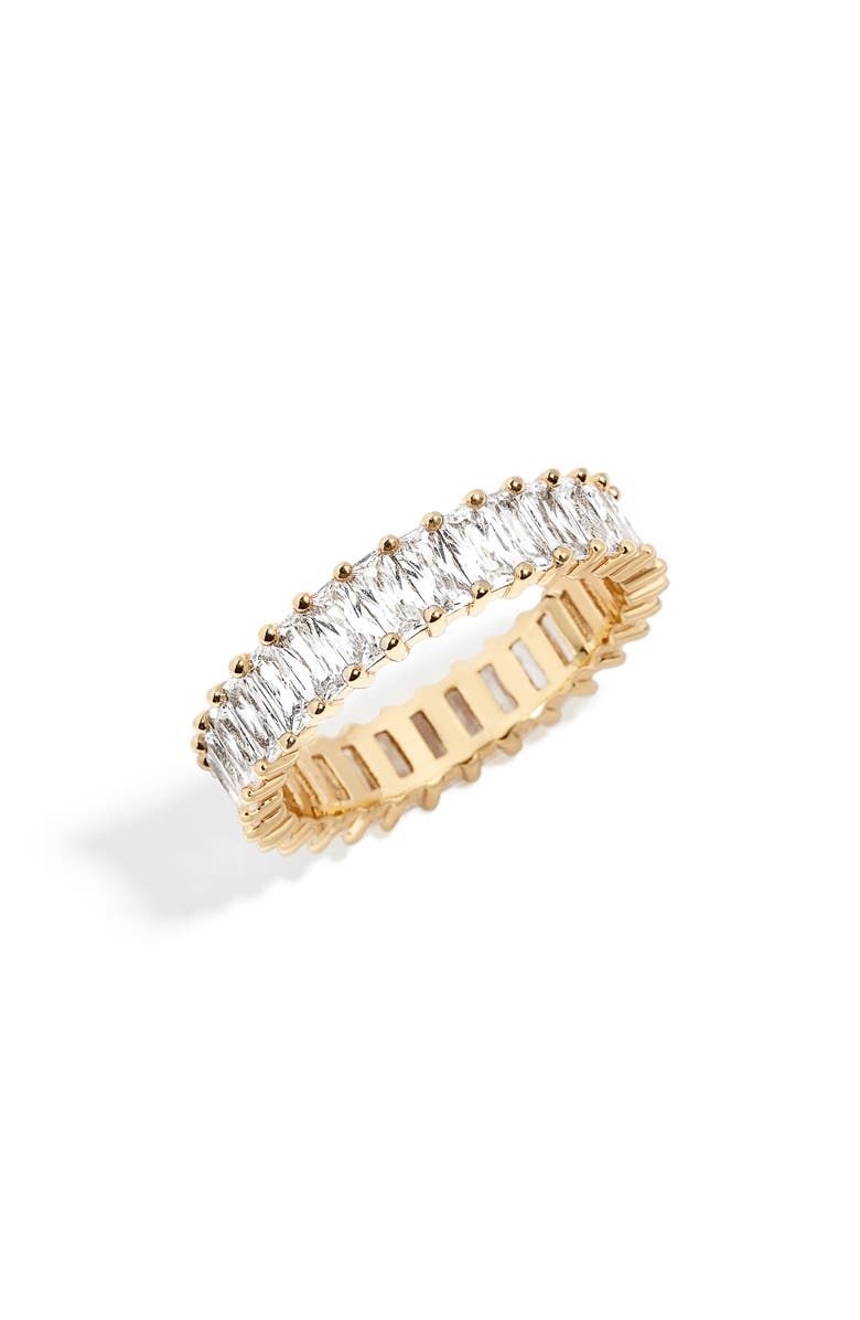 BaubleBar Mini Alidia Baguette Ring, Main, color, Clear