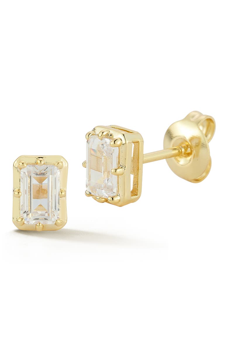 14k Gold Plated Cubic Zirconia Stud Earrings, Main, color, GOLD