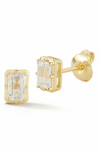 14k Gold Plated Cubic Zirconia Stud Earrings