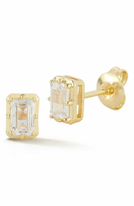 14k Gold Plated Cubic Zirconia Stud Earrings