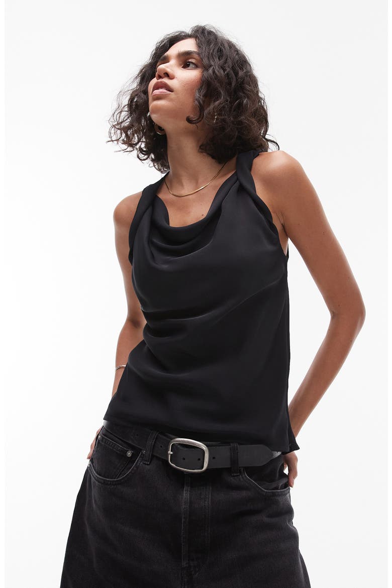 Twist Strap Sleeveless Top, Main, color, BLACK