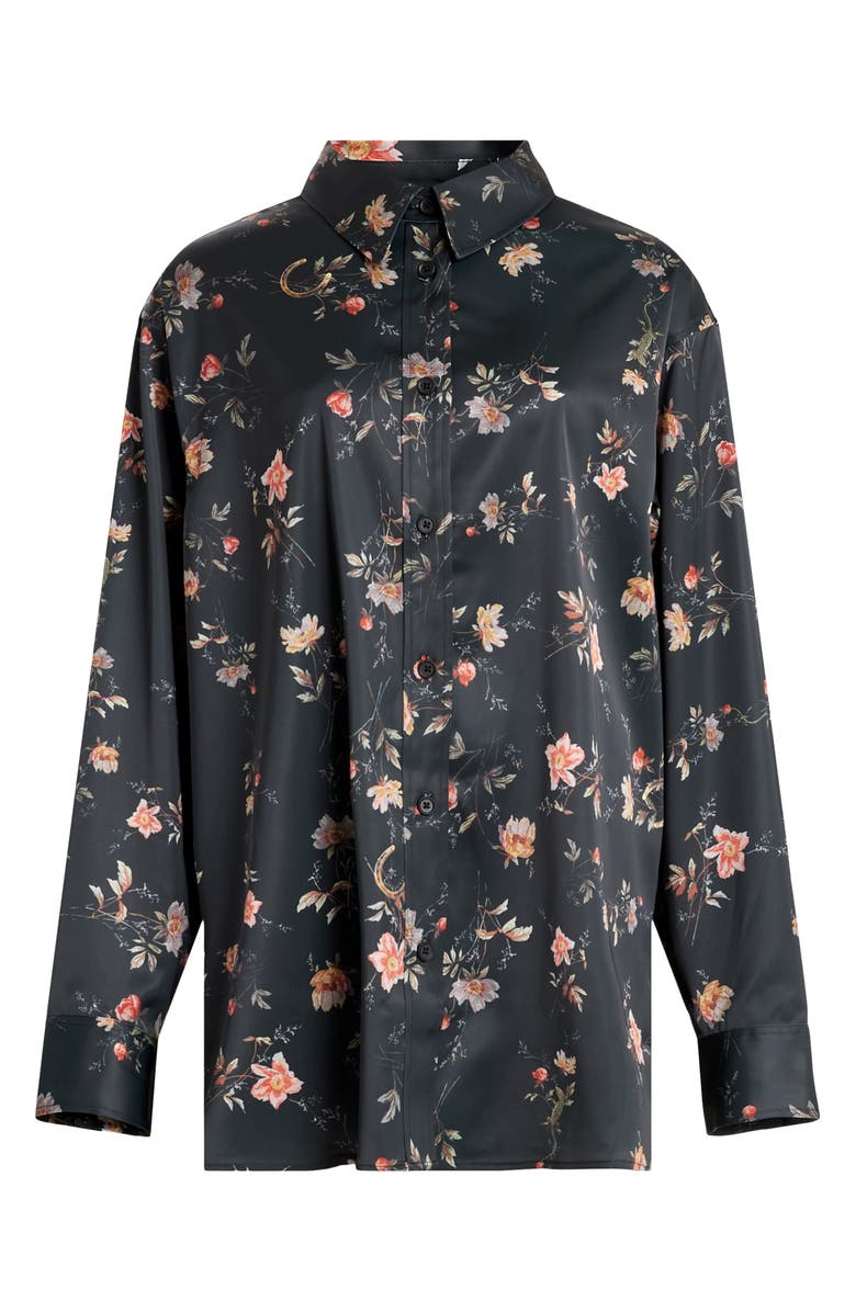 AllSaints Louisa Tanana Floral Print Satin Button-Up Shirt, Alternate, color,