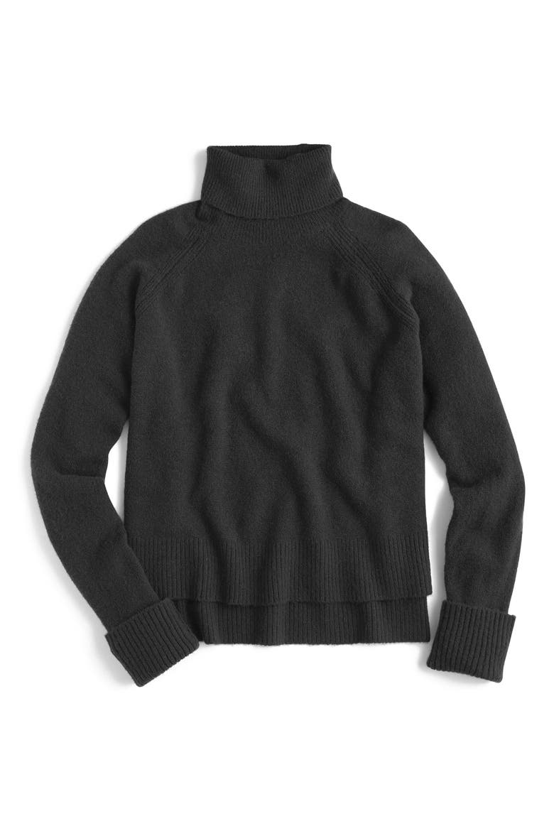 Side Slit Supersoft Turtleneck Sweater, Alternate, color, BLACK