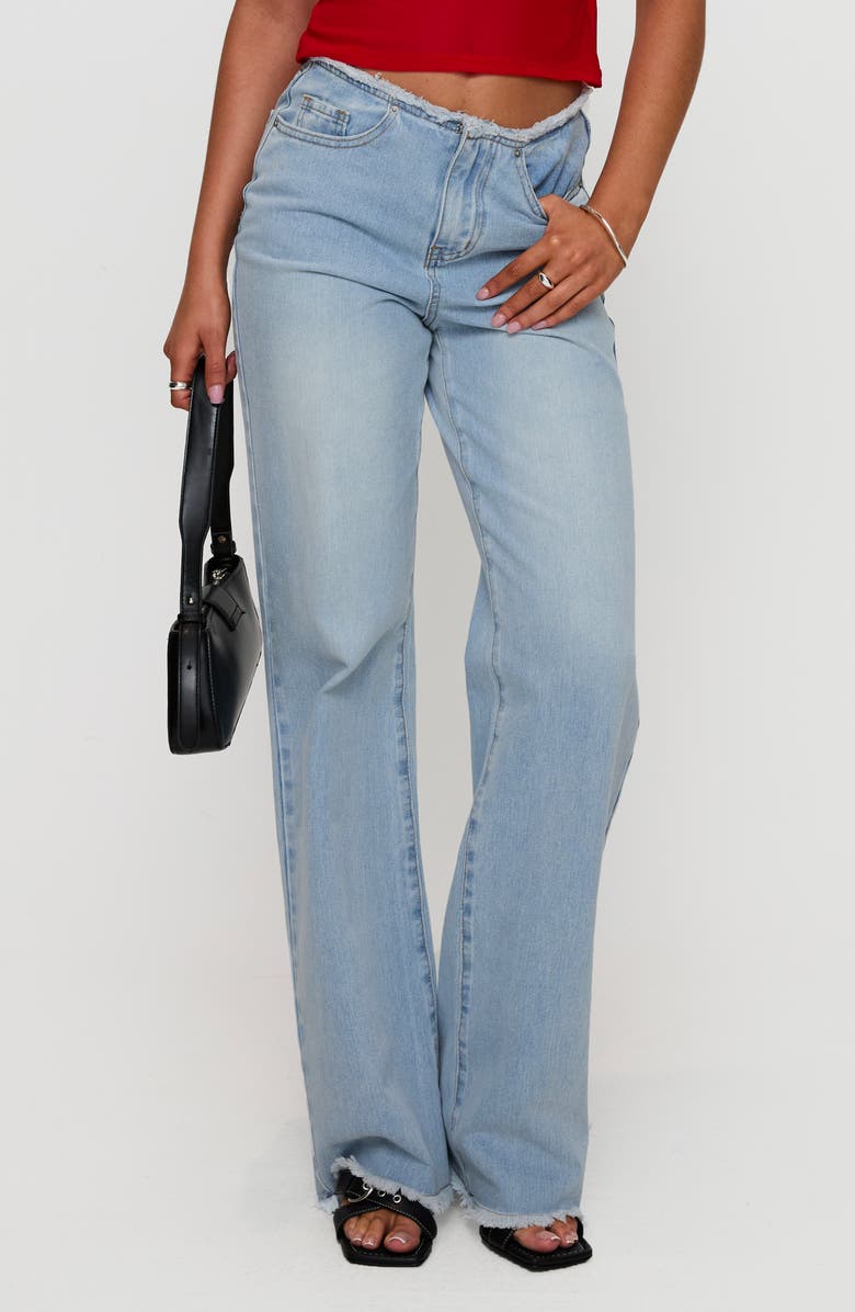 Princess Polly Hawke Frayed Low Rise Straight Leg Jeans, Main, color, 