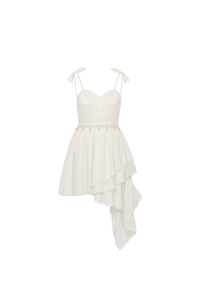 Bow Strap Layered Dress, Main, color, White