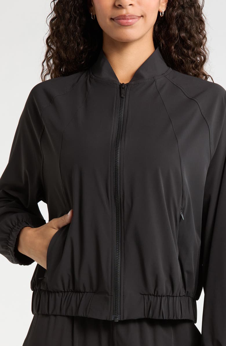 Zella Atlas Bomber Jacket, Alternate, color, Black