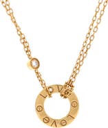 Pre-Owned Cartier 2 Diamonds Love Pendant Necklace 18K Yellow Gold and Diamonds