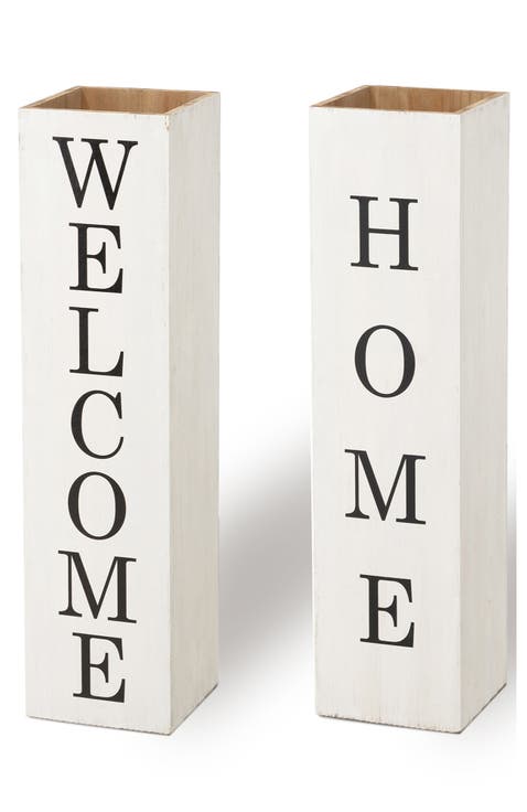 Double Sided Solid Wood Boxed "WELCOME HOME" Porch Sign