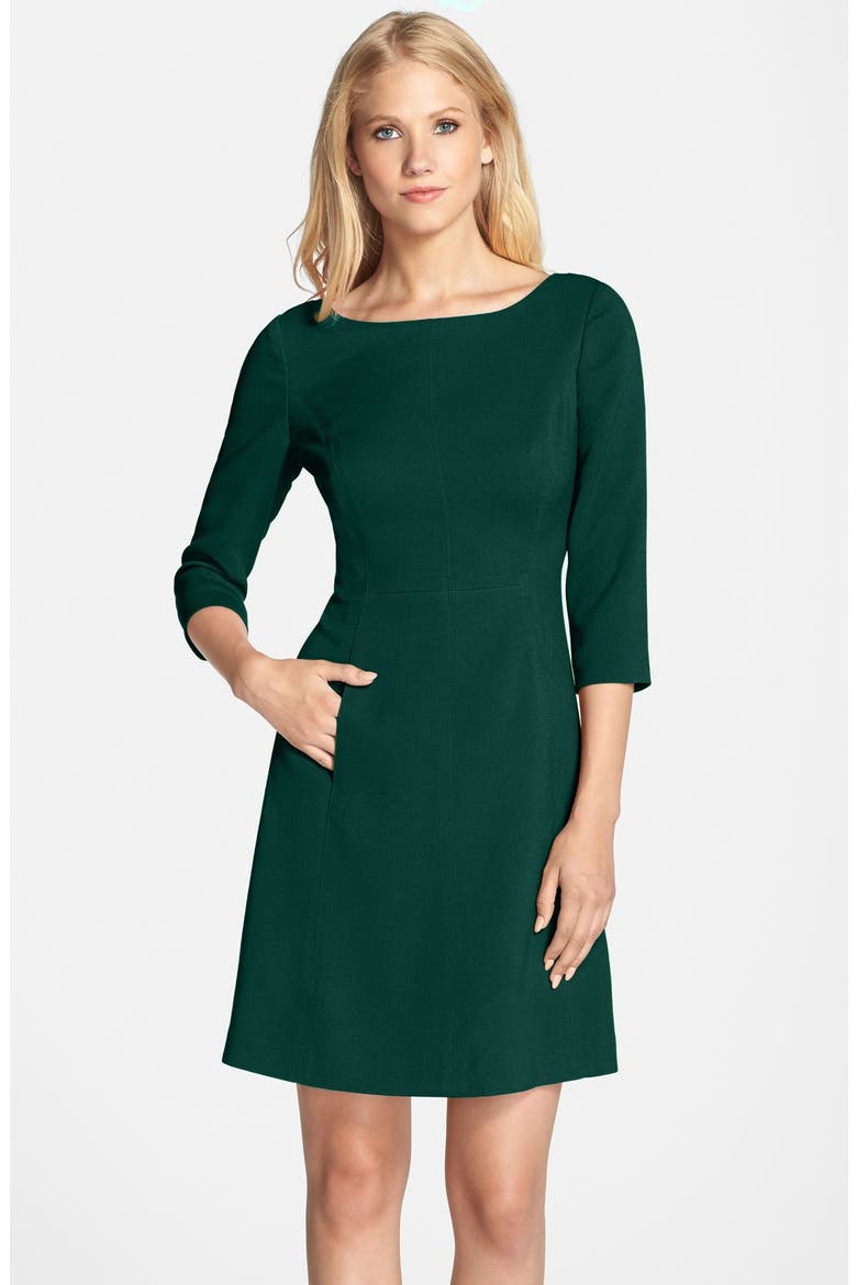 Crepe A-Line Dress, Main, color, HUNTER