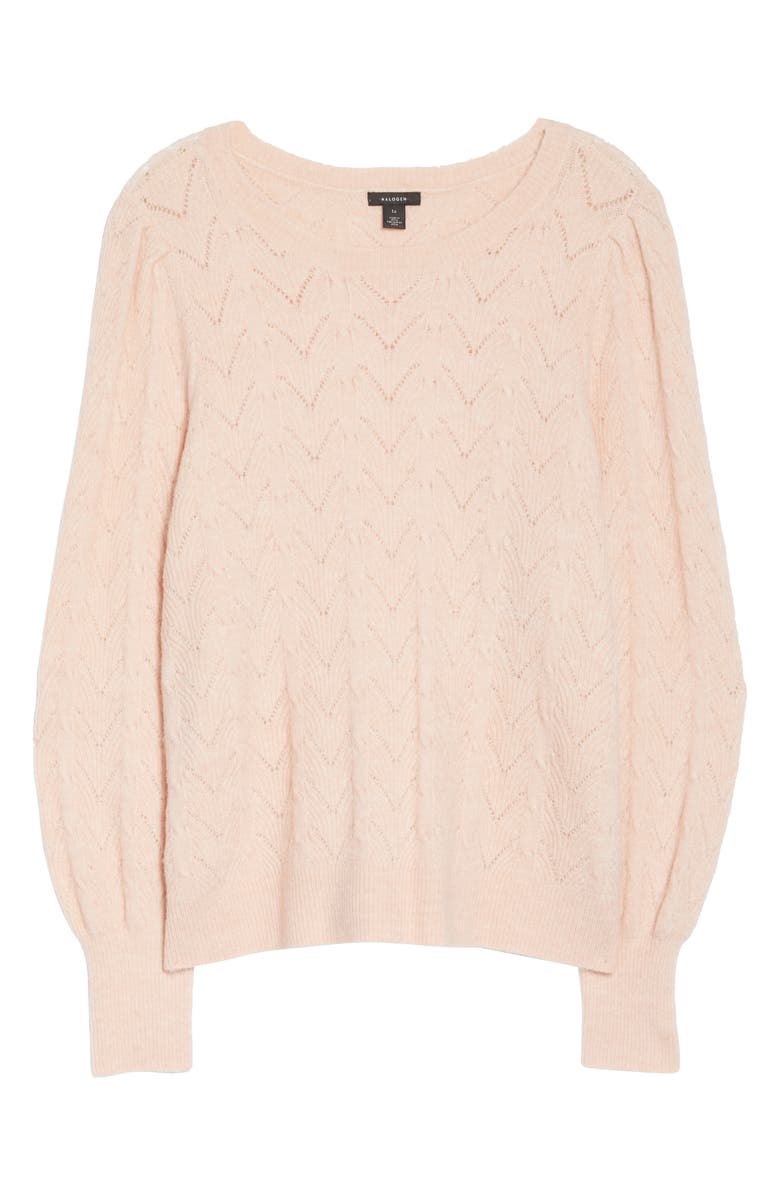 Halogen<sup>®</sup> Pointelle Puff Sleeve Sweater, Alternate, color, 