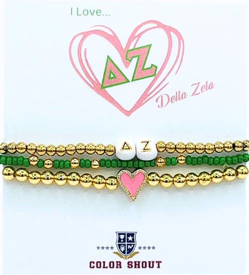 Color Shout Delta Zeta Love My Sorority Bracelet Stack In Gold