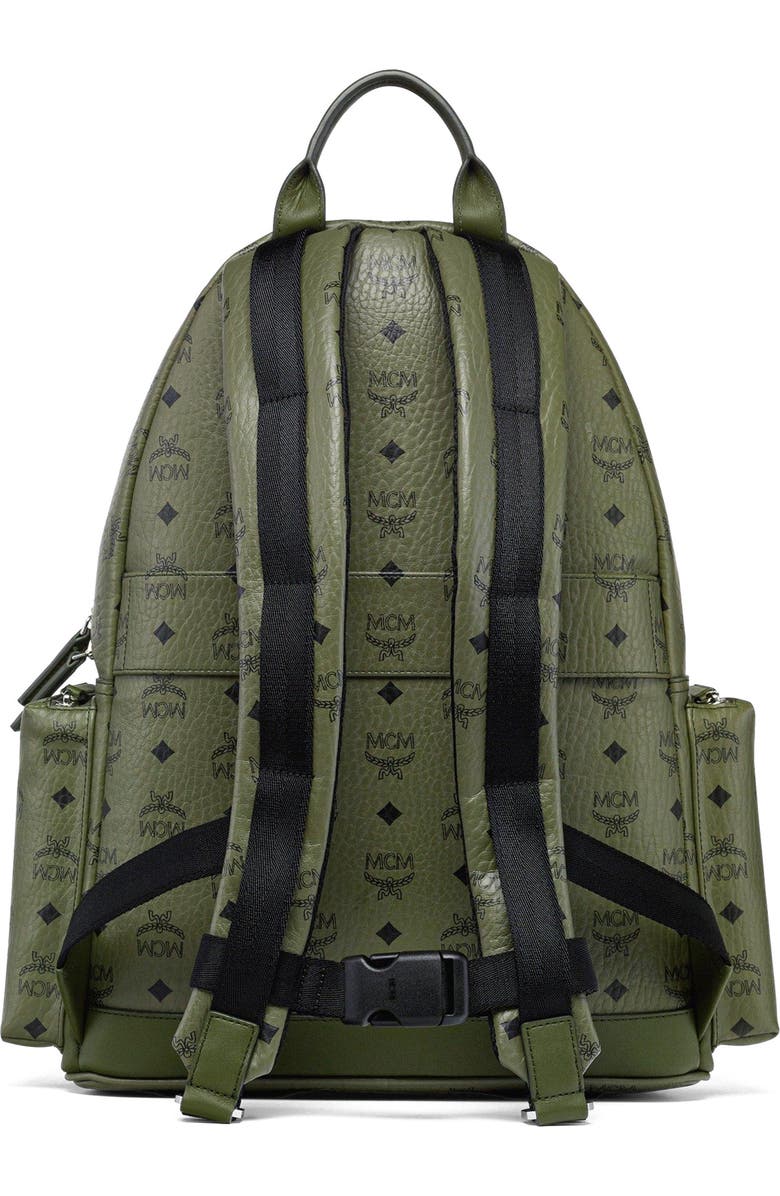 MCM Stark Backpack in Visetos, Alternate, color, Green