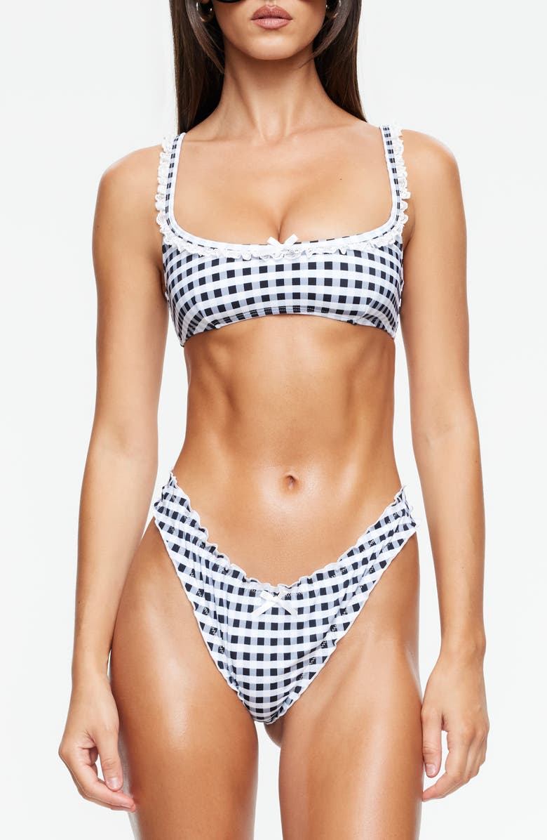 LIONESS Tide Bikini Top, Alternate, color, Noir Check
