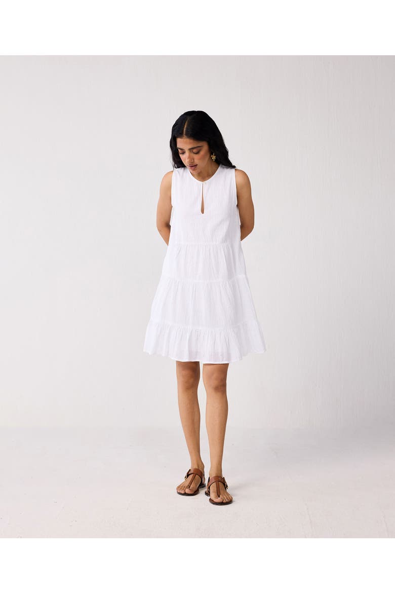 Sleeveless Tiered Day Dress, Alternate, color, White