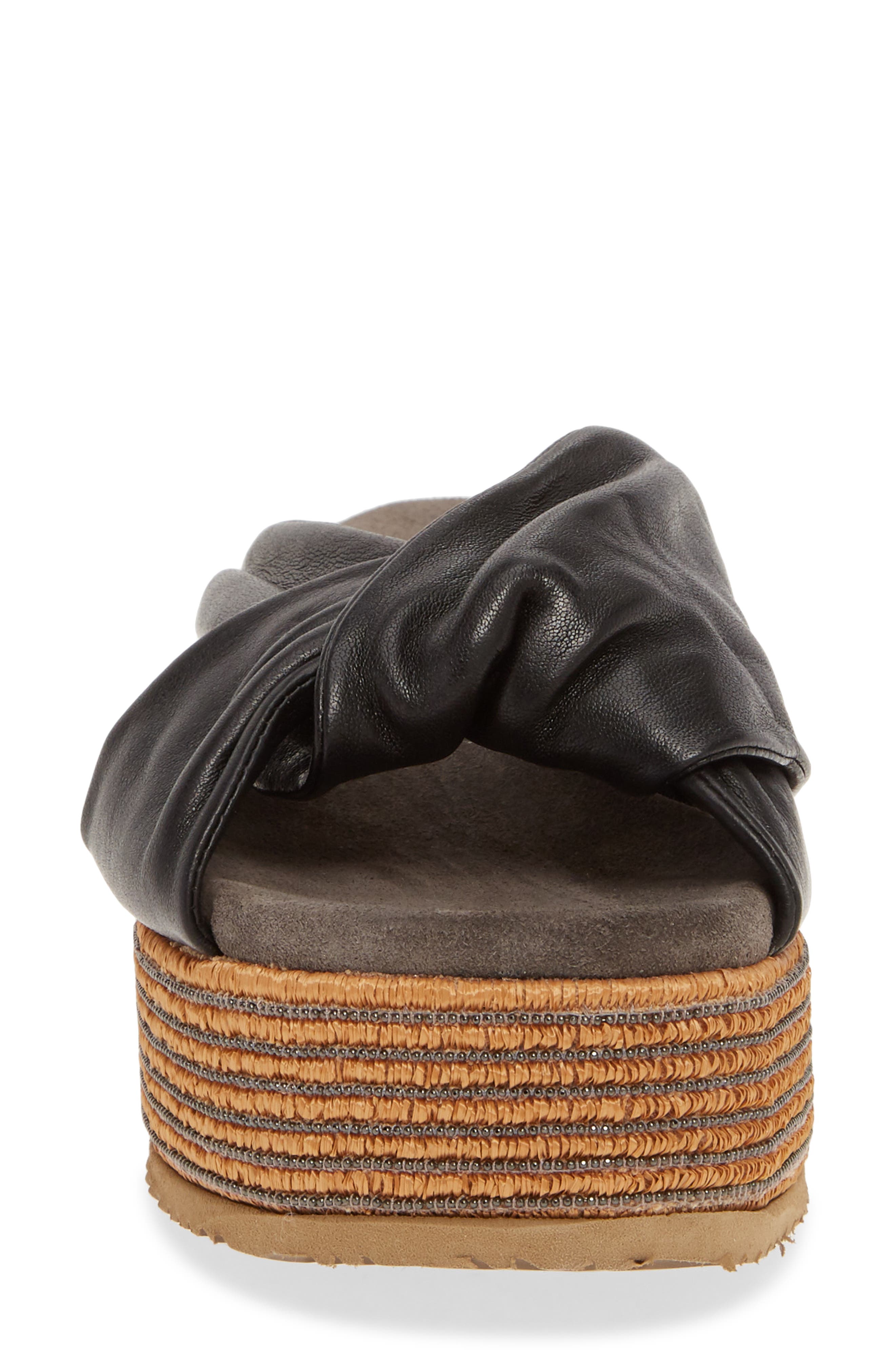 Brunello Cucinelli Raffia Platform Slide Sandal, Alternate, color, 
