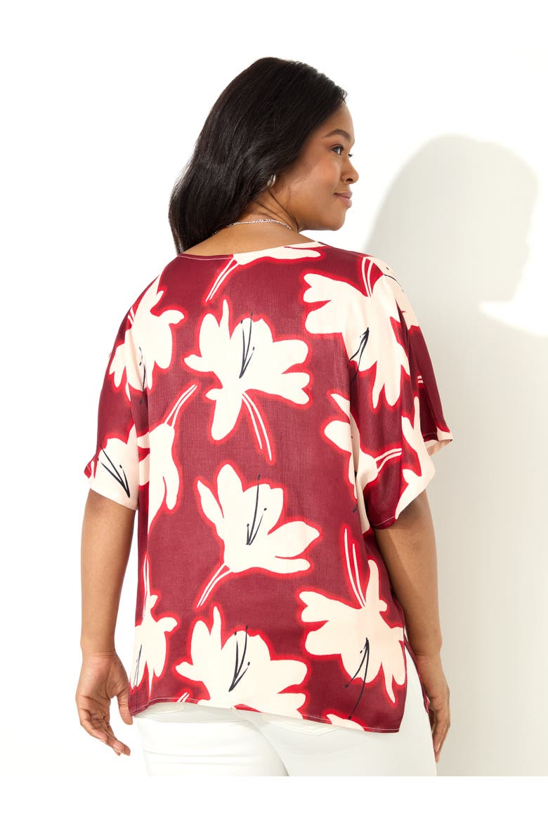 Floral Print Ruched Front Blouse, Alternate, color, Red Floral