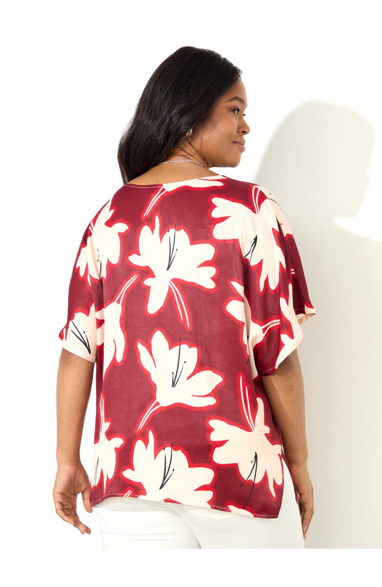 Live Unlimited Floral Print Ruched Front Blouse, Alternate, color, Red Floral