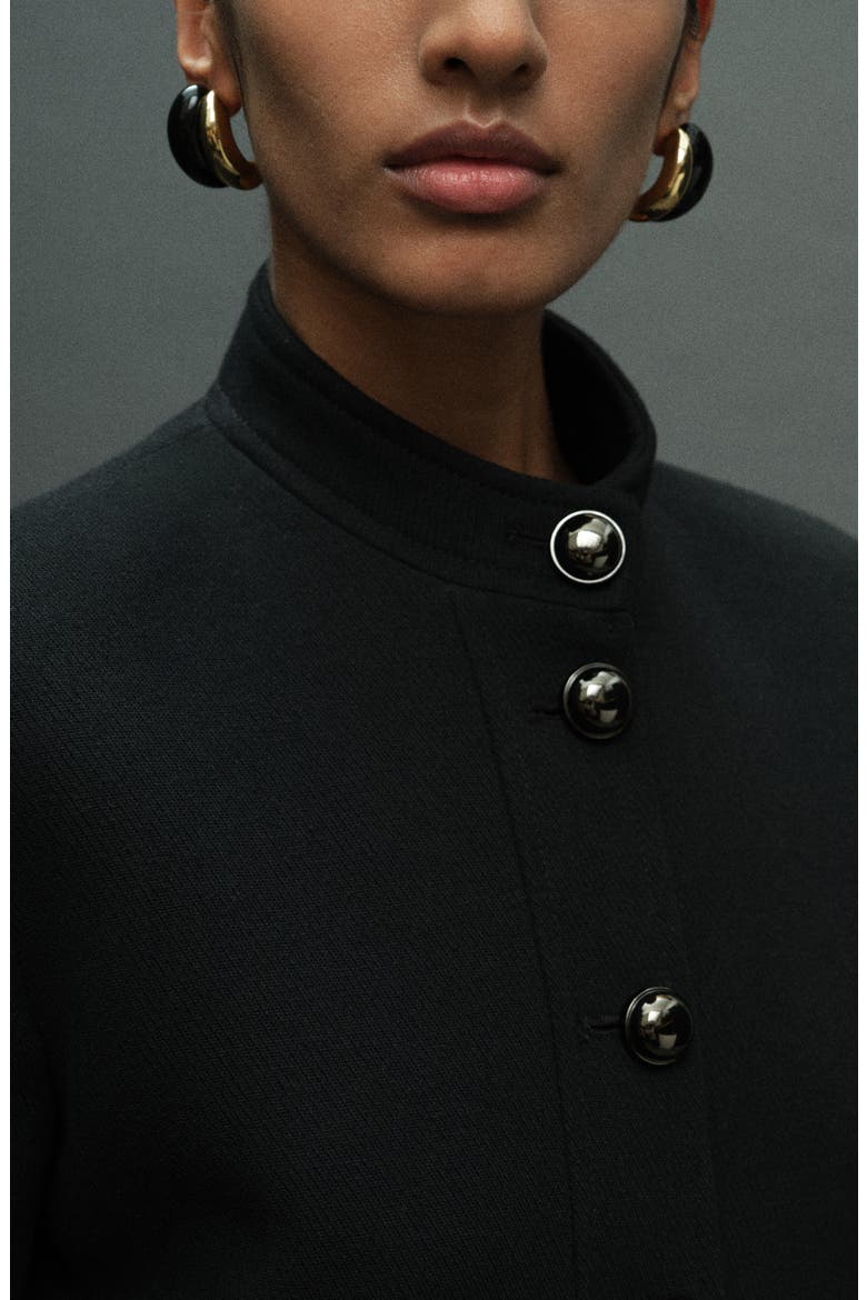 Claudia Button Front Jacket, Alternate, color, BLACK