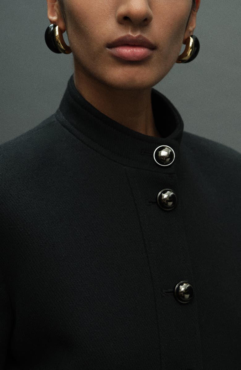 MANGO Claudia Button Front Jacket, Alternate, color, Black