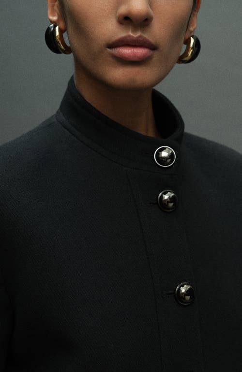 Mango Claudia Button Front Jacket In Black