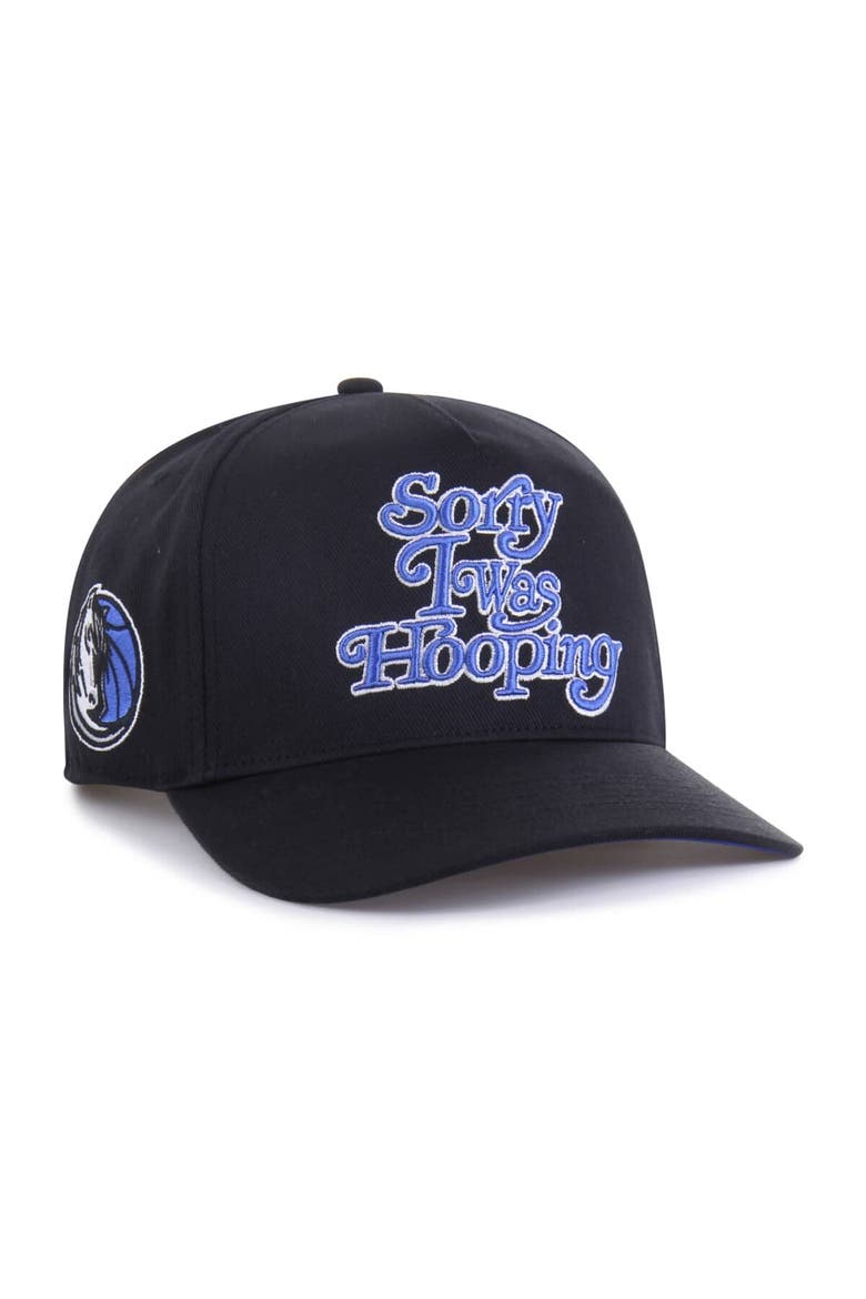 Men's Brand Seen by '47 Black Dallas Mavericks Sorry I Was Hooping Hitch Adjustable Hat, Main, color, Black