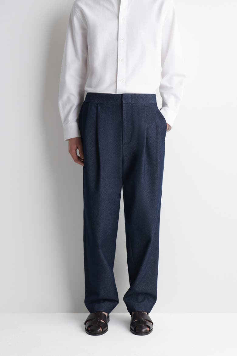 Denim-Effect Relaxed-Fit Tapered Pants, Alternate, color, INDIGO