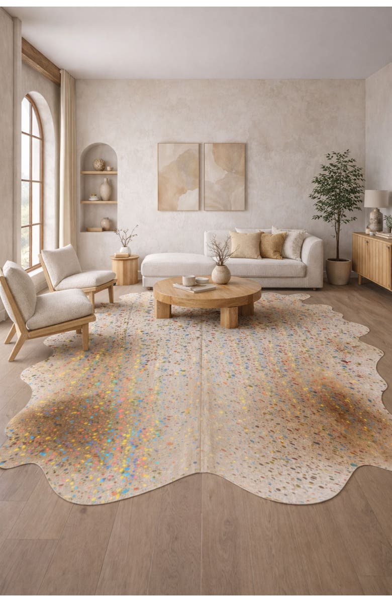 Rhacam Eco Hides RH Rugs Luma Metallic Color Cowhide Rug 8'3" × 6'6", Alternate, color, Metallic Color