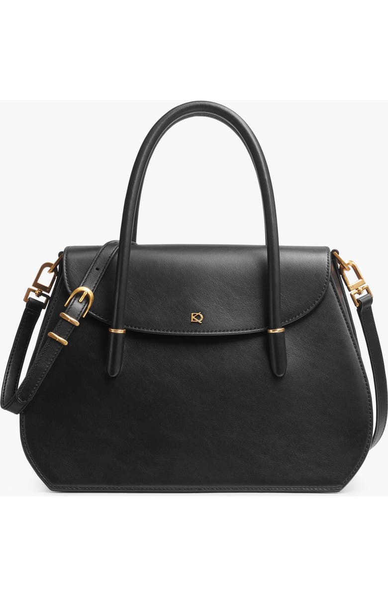Donna Karan New York Bellerose Flap Satchel, Main, color, Black/Gold