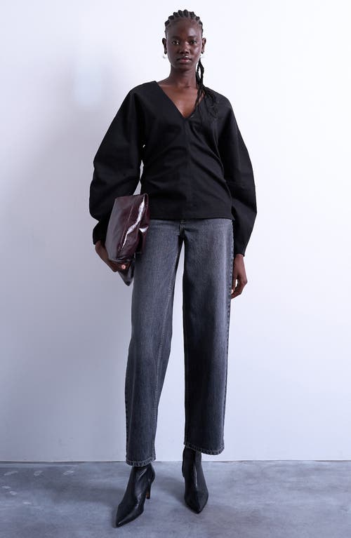 Topshop Cinch Low Rise Relaxed Jeans In Gray