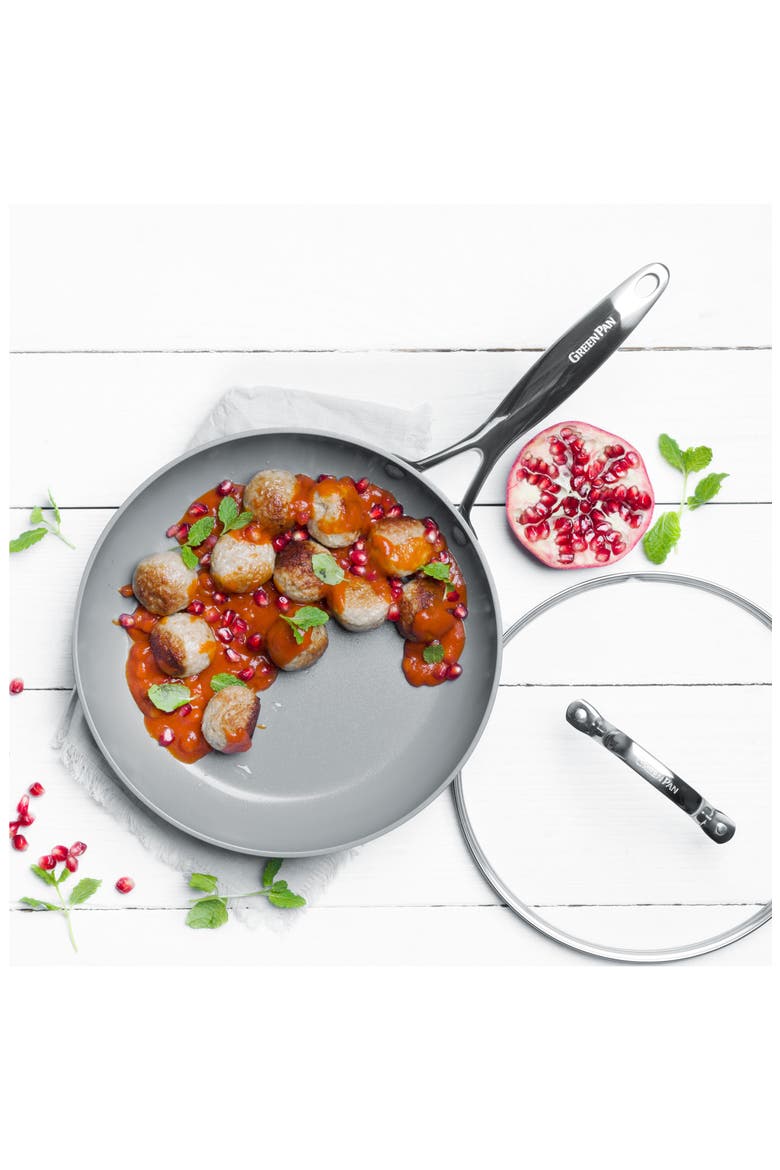 Valencia 10-Inch Anodized Aluminum Ceramic Nonstick Fry Pan with Glass Lid, Alternate, color, BLACK