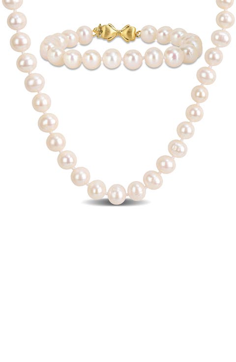 Cultured Pearl Necklace & Bracelet Set, 7.5–8.5mm