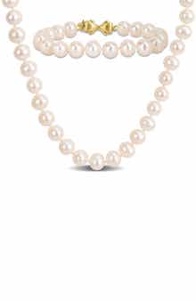 DELMAR Cultured Pearl Necklace & Bracelet Set, 7.5–8.5mm