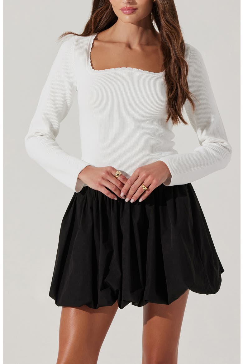 Scallop Trim Rib Top, Alternate, color, WHITE