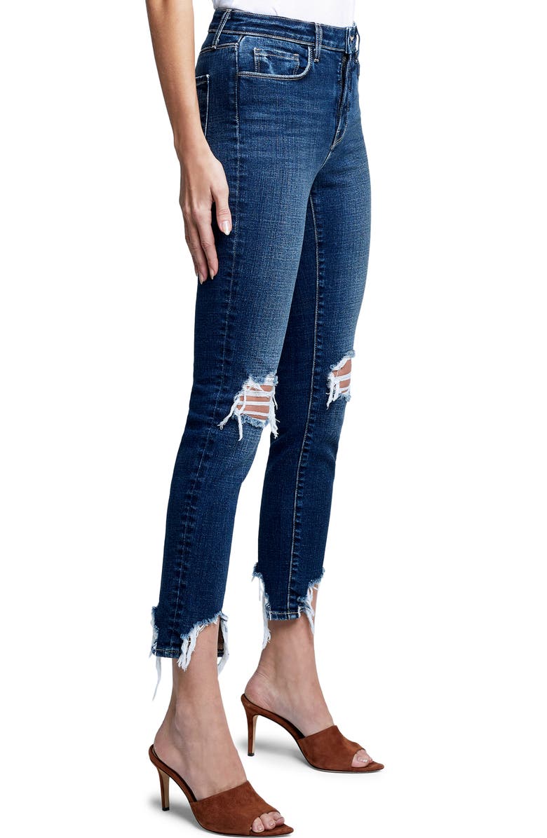 L'AGENCE High Line Destroyed Skinny Jeans, Alternate, color,