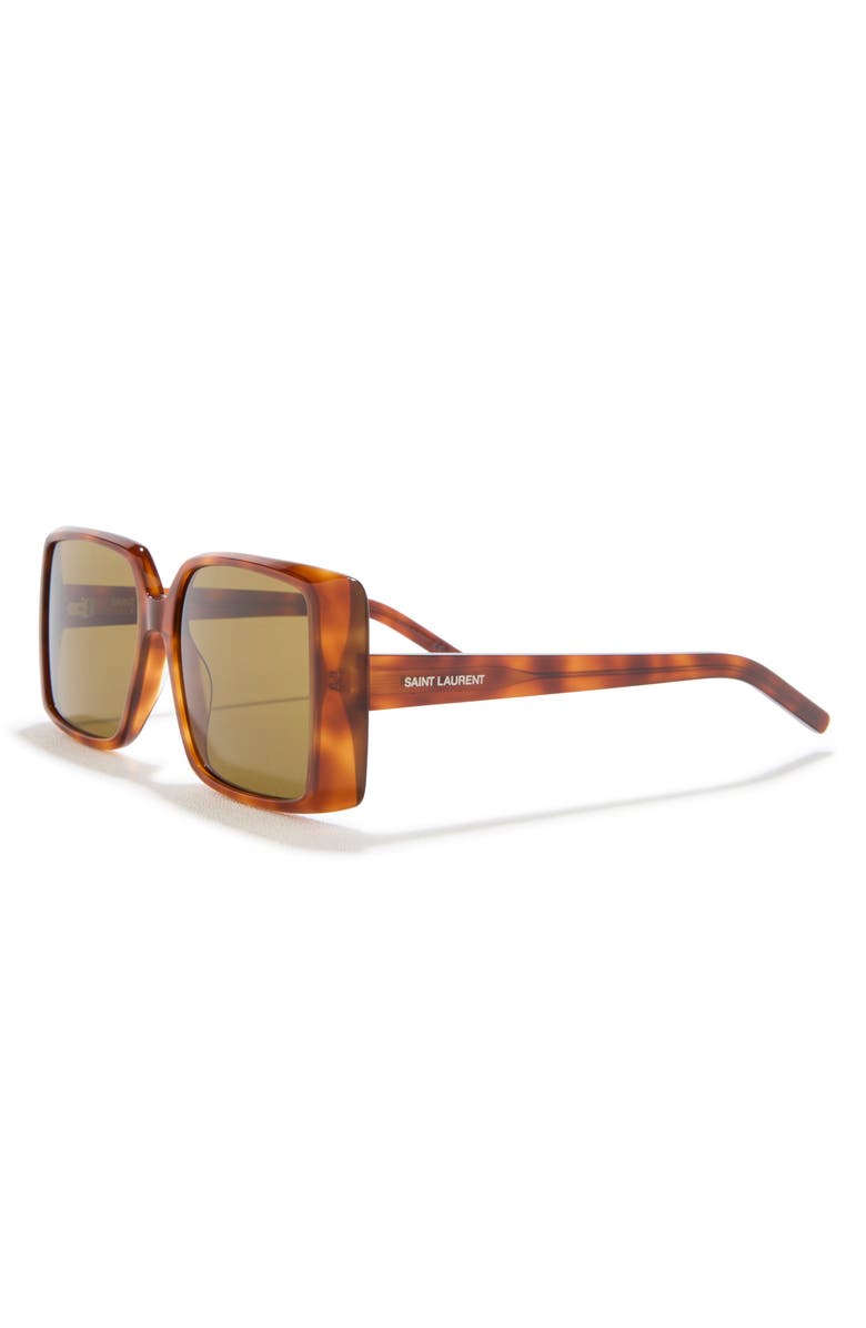 Saint Laurent 56mm Square Sunglasses, Alternate, color, Havana Havana Brown