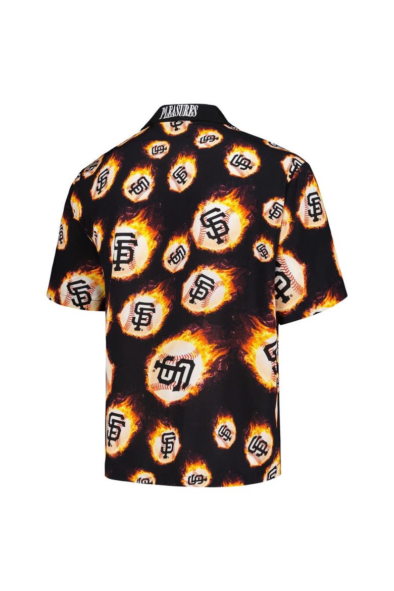 Men's PLEASURES  Black San Francisco Giants Flame Fireball Button-Up Shirt, Alternate, color, Black