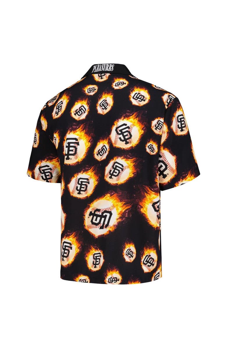 PLEASURES Men's PLEASURES  Black San Francisco Giants Flame Fireball Button-Up Shirt, Alternate, color, Black