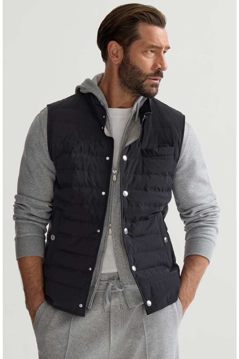Bonded taffeta lightweight down vest, Alternate, color, Navy Blue