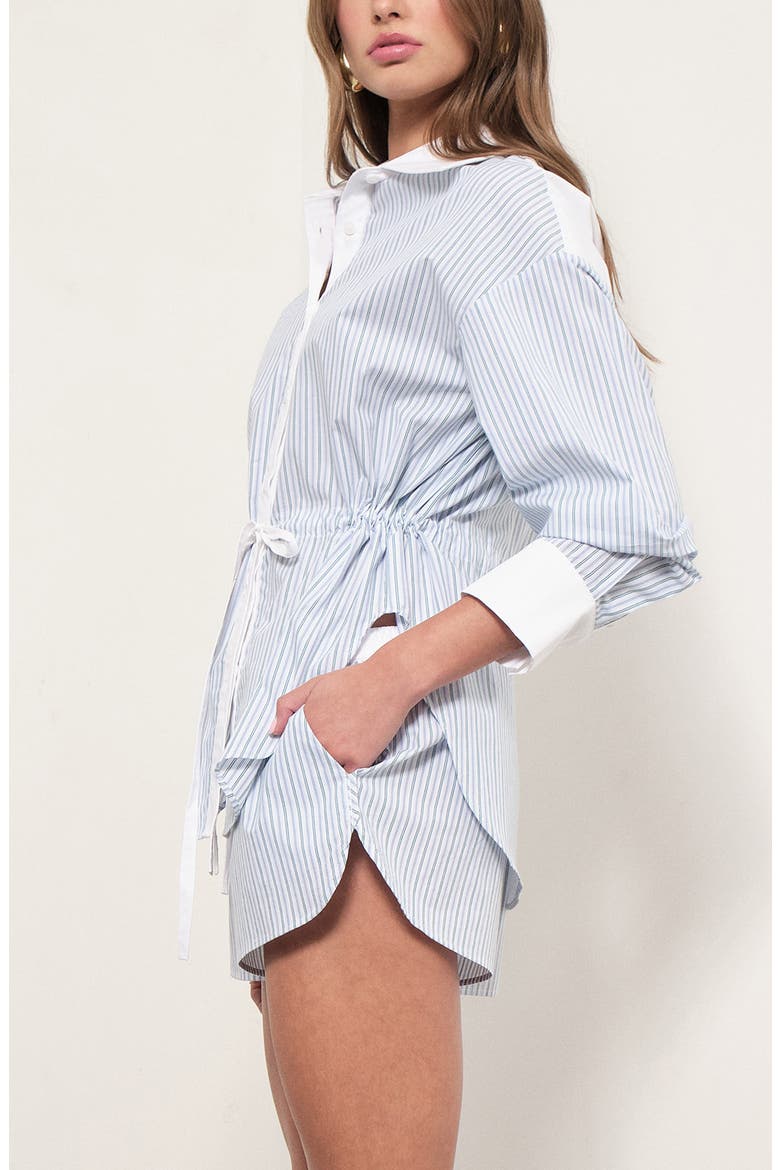 Noa Stripe Cotton Shorts, Alternate, color, BLUE GREEN STRIPE
