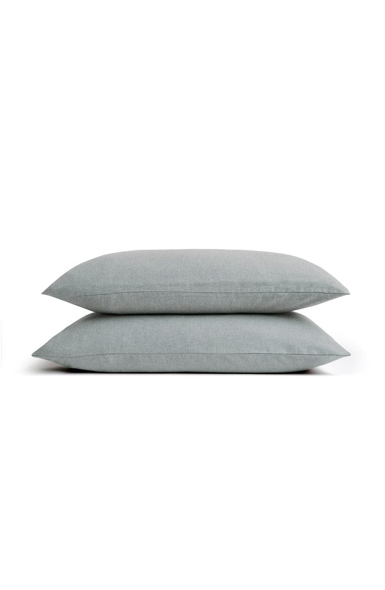 CHRISTY Flannel Marl Brushed Cotton Pillow Sham Pairs, Main, color, Silver