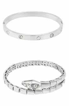 Adornia Set of 2 Snake & Clover Bracelets