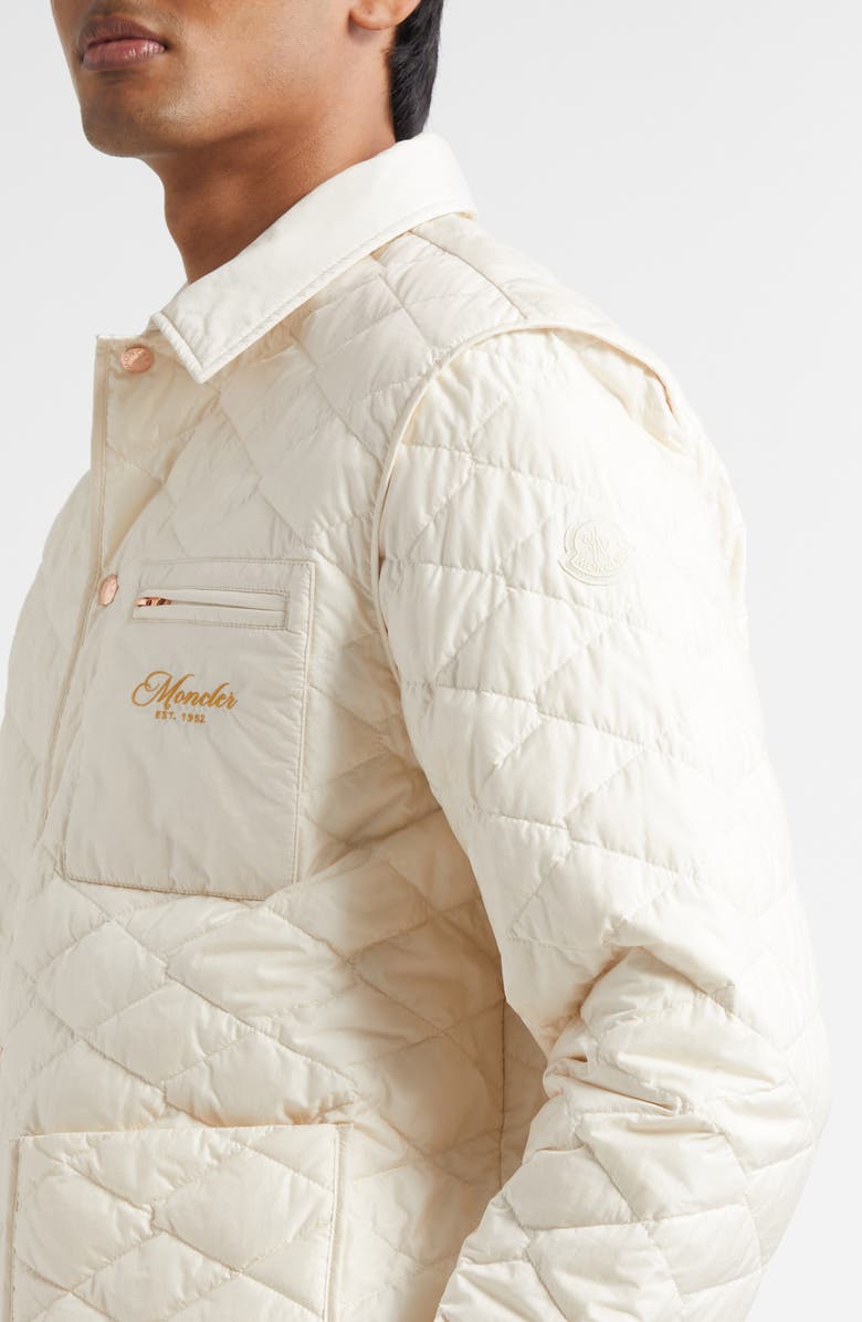 Moncler Kastos Quilted Water Repellent Down Shirt Jacket, Alternate, color, Pale Ivory