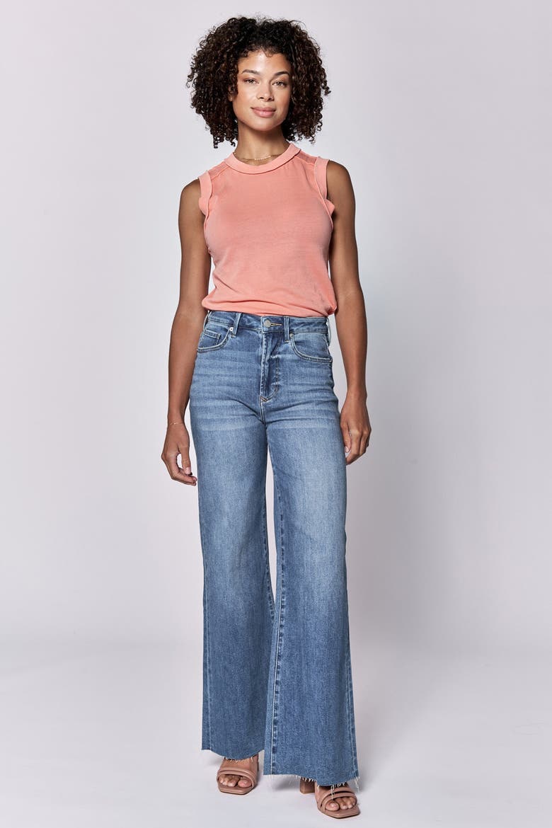 Fiona High Waist Raw Hem Wide Leg Jeans, Alternate, color, Natal