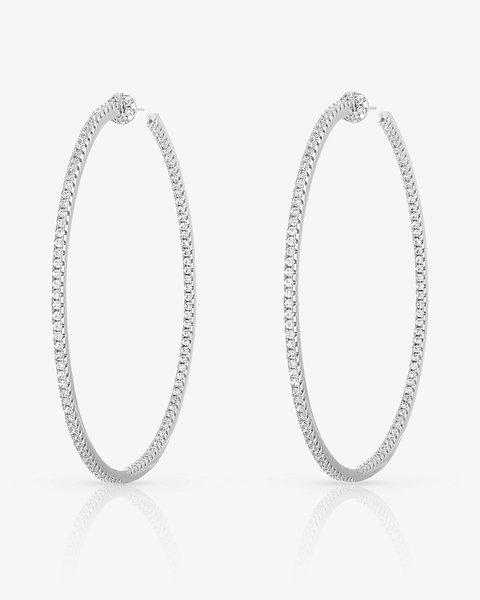 Thin Pave Inside Out. Hoop Earrings