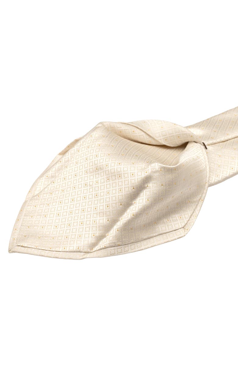Elizabetta Martini - Extra Long Silk Jacquard Tie for Men, Alternate, color, White & Gold