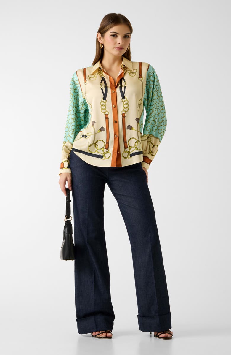 Marciano Amanda Print Satin Shirt, Alternate, color, Multi-Color Pattern