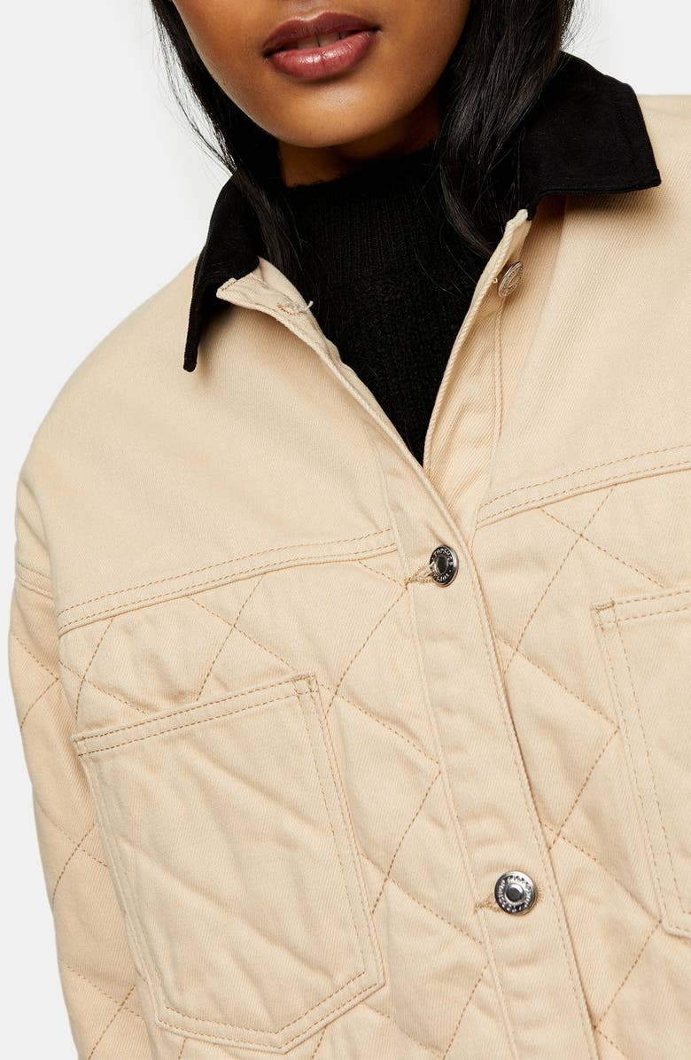 Topshop Quilted Denim Jacket, Alternate, color, 